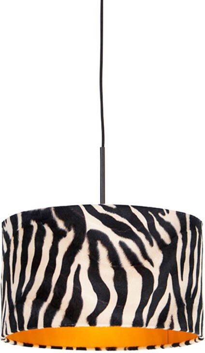 QAZQA Moderne Hanglamp Zwart Met Kap Zebra 35 Cm Combi