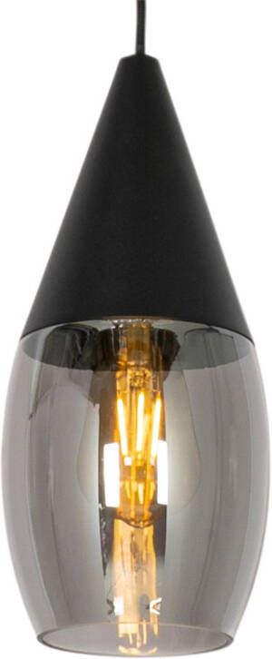 QAZQA Moderne Hanglamp Zwart Met Smoke Glas Drop