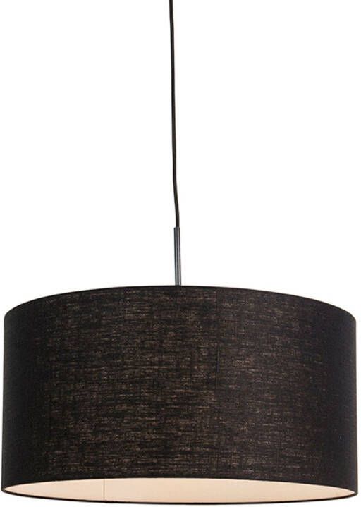 QAZQA Moderne Hanglamp Zwart Met Zwarte Kap 50 Cm Combi 1