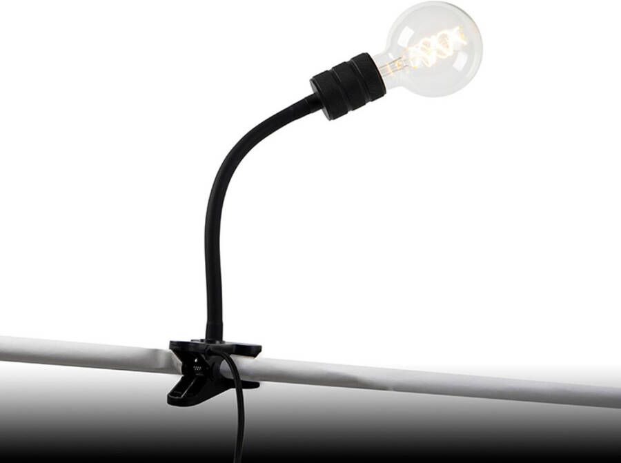 QAZQA Moderne Klemlamp Zwart Met Flexarm Cavalux