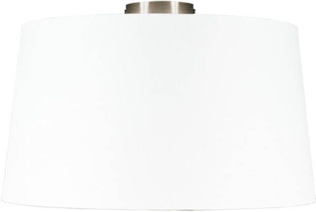 QAZQA Moderne Plafondlamp Staal Met Witte Kap 45 Cm Combi