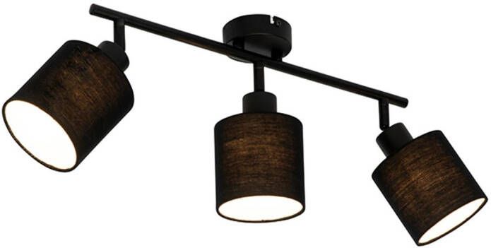 QAZQA Moderne Plafondlamp Zwart 3-lichts Hetta