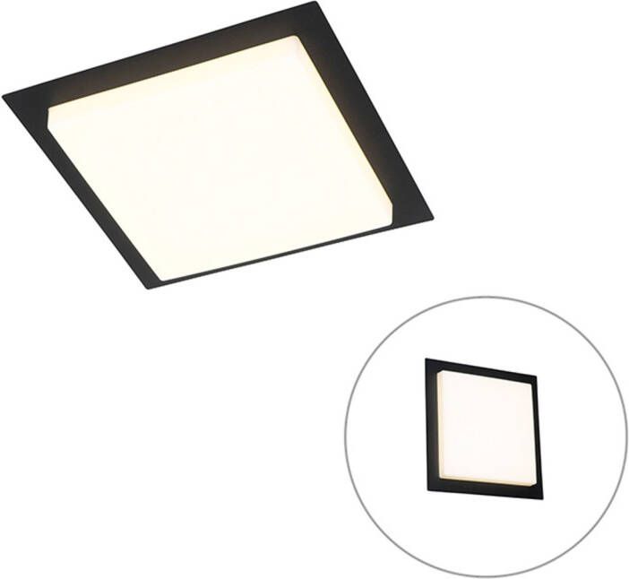 QAZQA Moderne Plafondlamp Zwart Vierkant Incl. Led Ip44 Lys