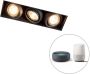 QAZQA oneon trimless 50 Design LED Dimbare Smart Inbouwspot incl. wifi met Dimmer 3 lichts L 26.9 cm Zwart Industrieel Woonkamer | Slaapkamer | Keuken - Thumbnail 3