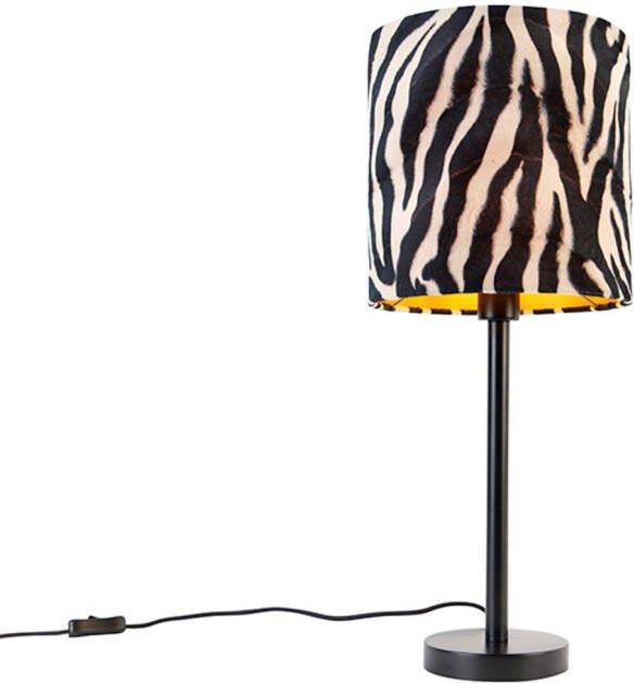 QAZQA Moderne Tafellamp Zwart Met Kap Zebra 25 Cm Simplo