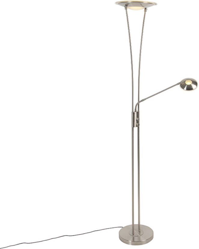 QAZQA ibiza Vloerlamp met leeslamp 1 lichts H 180 cm Staal