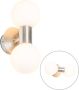 QAZQA Moderne wandlamp staal IP44 2-lichts Cederic - Thumbnail 2