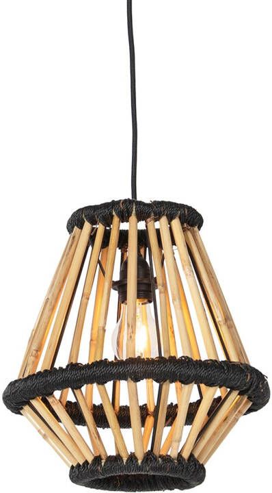 QAZQA Oosterse Hanglamp Bamboe Met Zwart 32 Cm Evalin