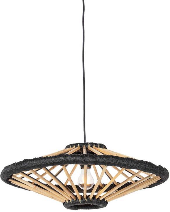 QAZQA Oosterse Hanglamp Bamboe Met Zwart 60 Cm Evalin