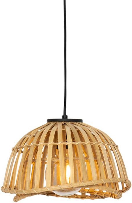 QAZQA Oosterse Hanglamp Zwart Met Naturel Bamboe 30 Cm Pua