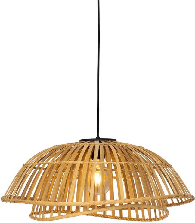 QAZQA Oosterse Hanglamp Zwart Met Naturel Bamboe 62 Cm Pua