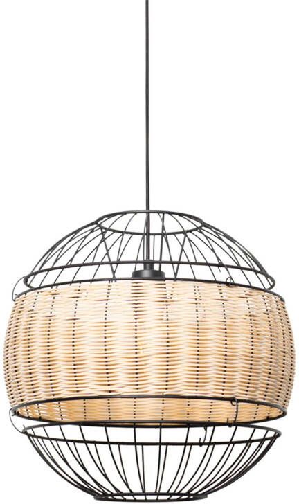 QAZQA Oosterse Hanglamp Zwart Met Rotan 38 Cm Emir