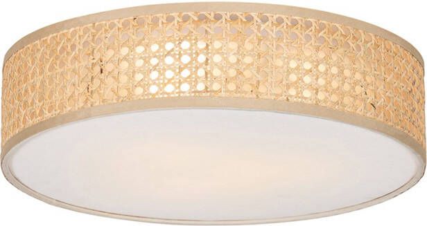 QAZQA Oosterse Plafondlamp Rotan 40 Cm 3-lichts Tromma