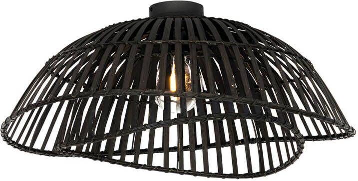 QAZQA Oosterse Plafondlamp Zwart Bamboe 62 Cm Pua