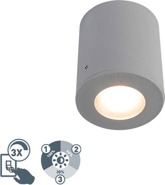 QAZQA LED Plafondlamp buiten Franca Grijs Modern D 90mm