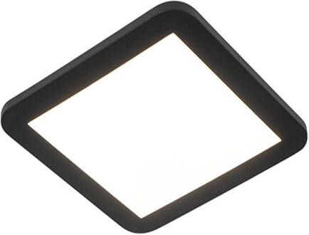 QAZQA Plafonnière Zwart 22 5 Cm Vierkant Incl. Led 3-staps Dimbaar Ip44 Steve