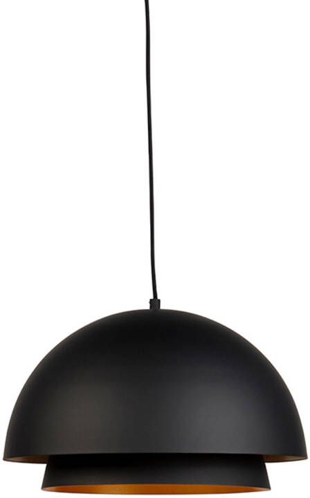 QAZQA Scandinavische Hanglamp Zwart Met Goud 2-laags Claudius