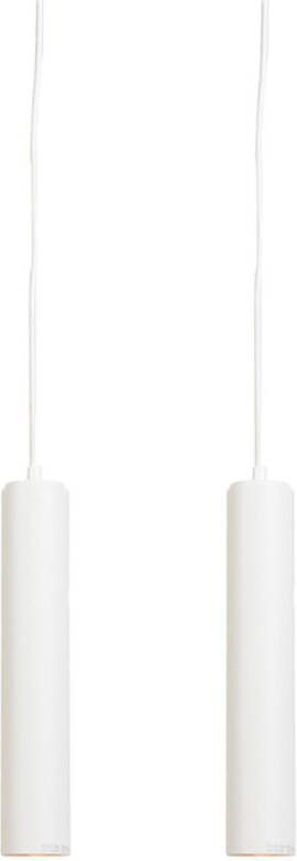 QAZQA Set Van 2 Design Hanglampen Wit Tuba Small