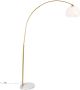 QAZQA arc-basic Moderne Dimbare LED Smart Booglamp Vloerlamp Staande Lamp incl. wifi met Dimmer 1 lichts H 176 cm Messing Woonkamer Slaapkamer - Thumbnail 2