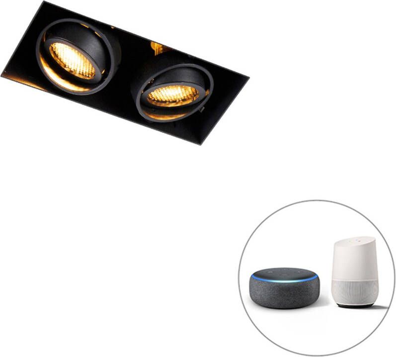 QAZQA oneon honey Moderne LED Smart Inbouwspot incl. wifi 2 lichts L 18.9 cm Zwart Woonkamer Slaapkamer Keuken - Foto 2