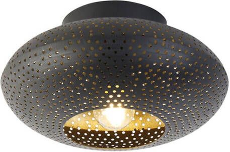 QAZQA Smart Plafondlamp Zwart Met Goud 25 Cm Incl. Wifi P45 Radiance