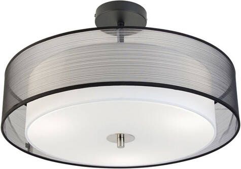 QAZQA Smart Plafondlamp Zwart Met Wit 50 Cm Incl. 3 Wifi A60 Drum Duo