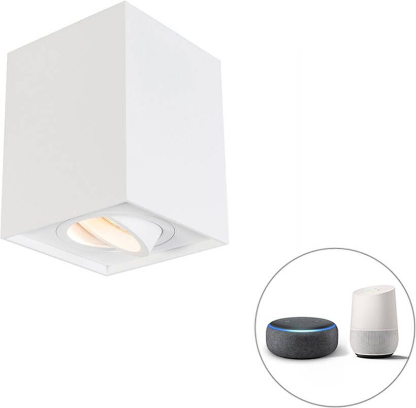 QAZQA quadro Moderne Dimbare LED Smart Plafondspot Spotje Opbouwspot incl. wifi met Dimmer 1 lichts L 9.5 cm Wit Woonkamer Slaapkamer Keuken