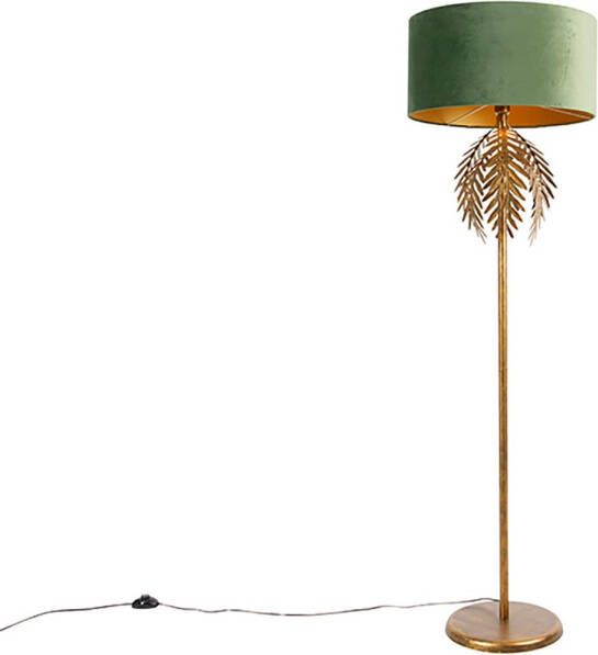 QAZQA Smart Vloerlamp Goud 145 Cm Met Kap Groen Incl. Wifi A60 Botanica