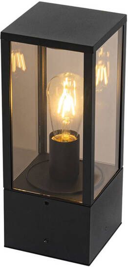 QAZQA Staande Buitenlamp Zwart Met Smoke 40 Cm Ip44 Charlois