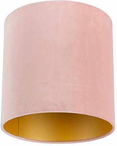 QAZQA Lampenkap cilinder velours Roze Klassiek Antiek D 250mm