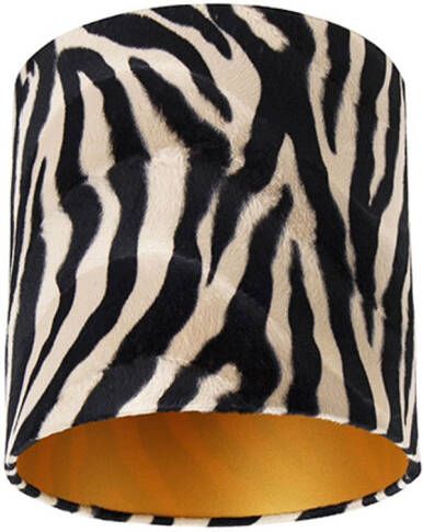 QAZQA Velours Lampenkap Zebra Dessin 25 25 25 Gouden Binnenkant