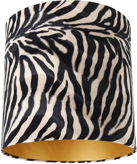 QAZQA Velours Lampenkap Zebra Dessin 40 40 40 Gouden Binnenkant