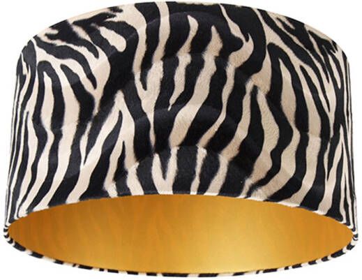 QAZQA Velours Lampenkap Zebra Dessin 50 50 25 Gouden Binnenkant