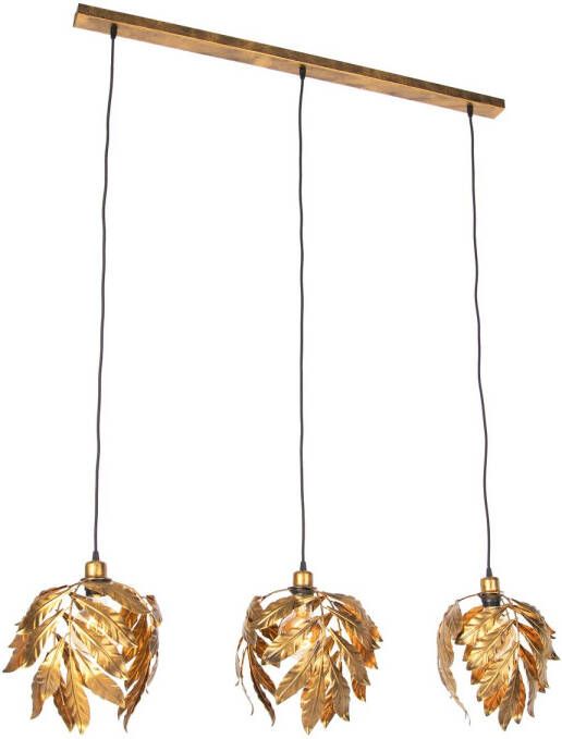 QAZQA Vintage Hanglamp Antiek Goud Langwerpig 3-lichts Linden