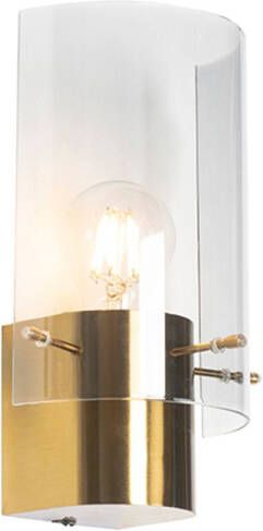 QAZQA Vintage Wandlamp Messing Met Smoke Glas Vidra