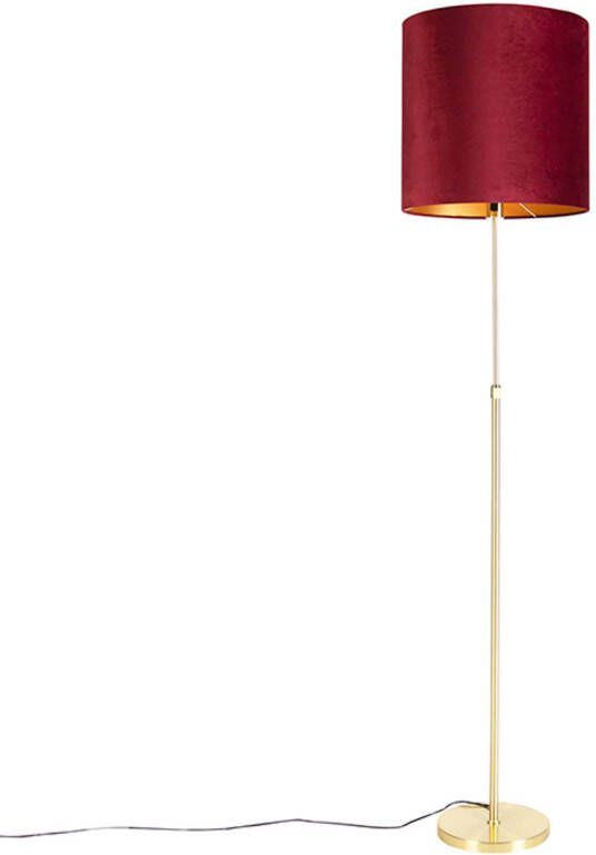 QAZQA parte fl Klassieke Vloerlamp Staande Lamp met kap 1 lichts H 1865 mm Rood Woonkamer Slaapkamer Keuken