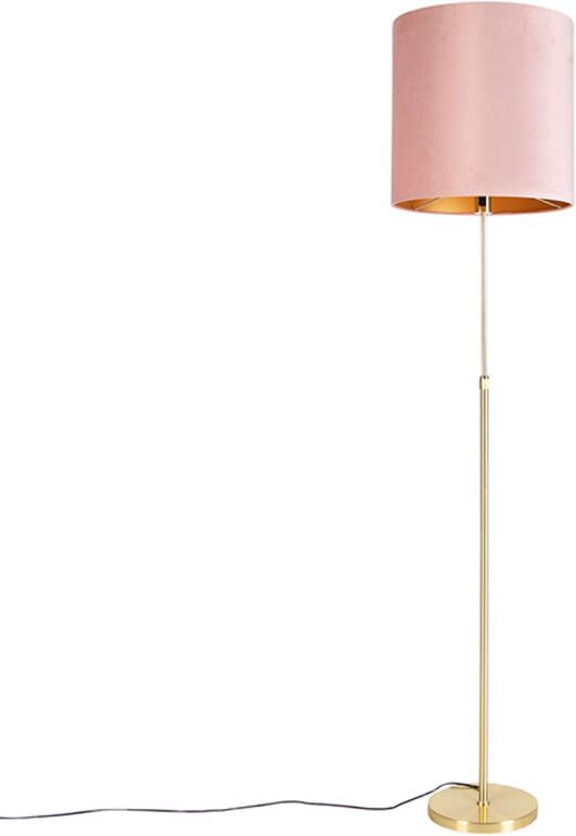 QAZQA parte fl Landelijke Vloerlamp Staande Lamp met kap 1 lichts H 1865 mm Roze Woonkamer Slaapkamer Keuken