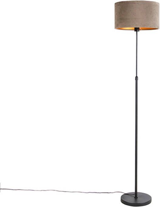 QAZQA parte fl Landelijkee Vloerlamp Staande Lamp met kap 1 lichts H 1675 mm Taupe Woonkamer Slaapkamer