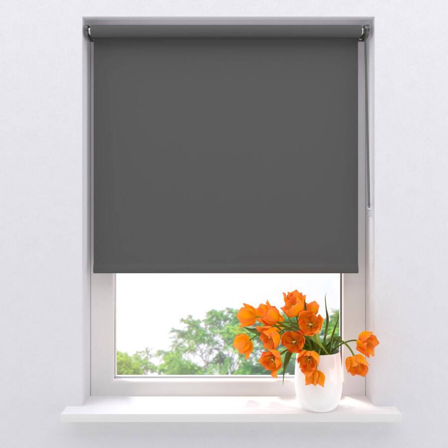 Raamdecoratie.com Rolgordijn Verduisterend Mini Donker Grijs 80 x 150 cm Full Color Montage zonder boren