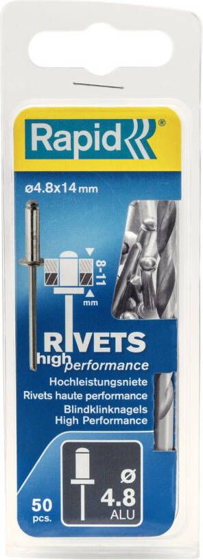 Rapid High Performance Blindklinknagels Ø 4.8x14mm + boor in blister (50 stuks)