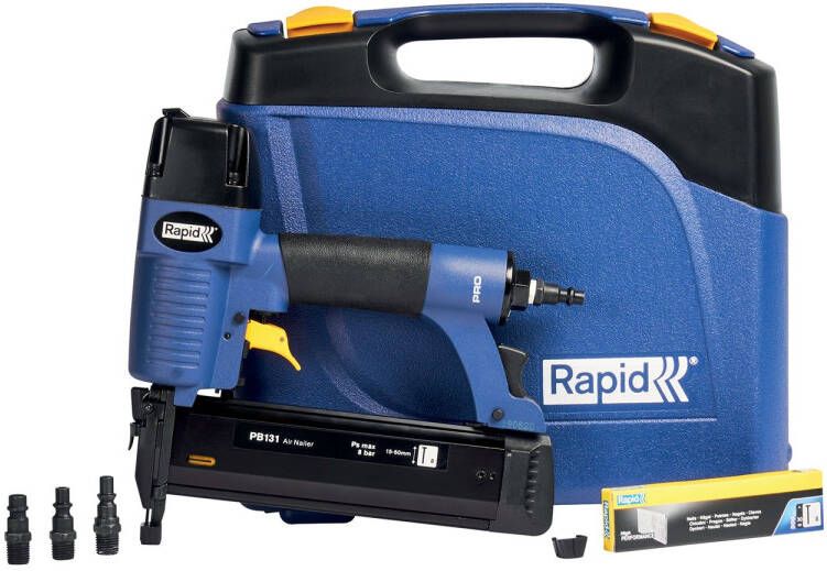 Rapid Professionele Pneumatische Tacker Magnesium Behuizing 360° Luchtuitlaat Regelbare Inslagdiepte Blauw geel - Foto 2