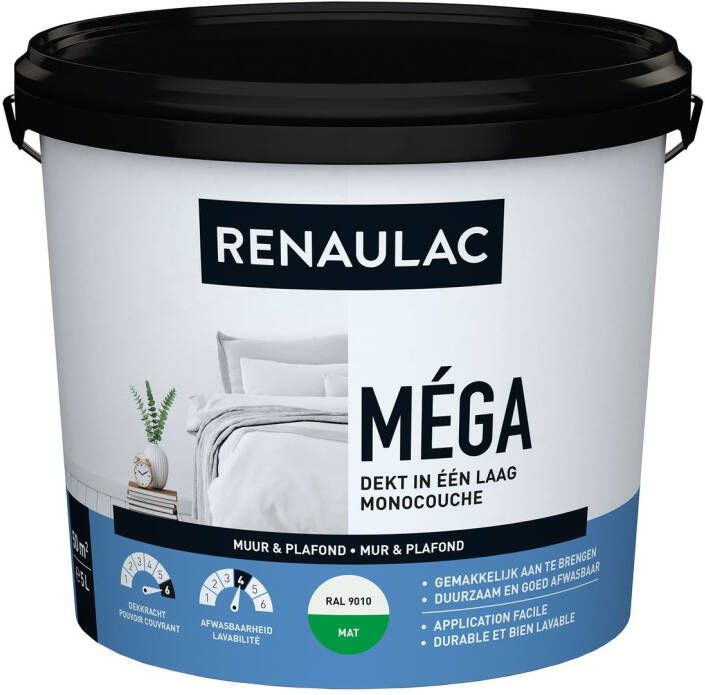 RENAULAC Latex Méga Mat Ral 9010 5l