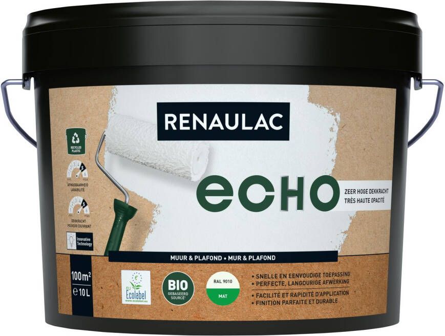 RENAULAC Muur- En Plafondverf Echo Bio Ral9010 Mat 10l