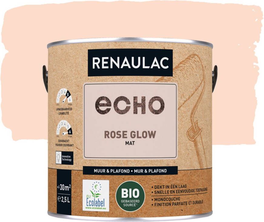 RENAULAC Muur- En Plafondverf Echo Bio Rose Glow Mat 2 5l