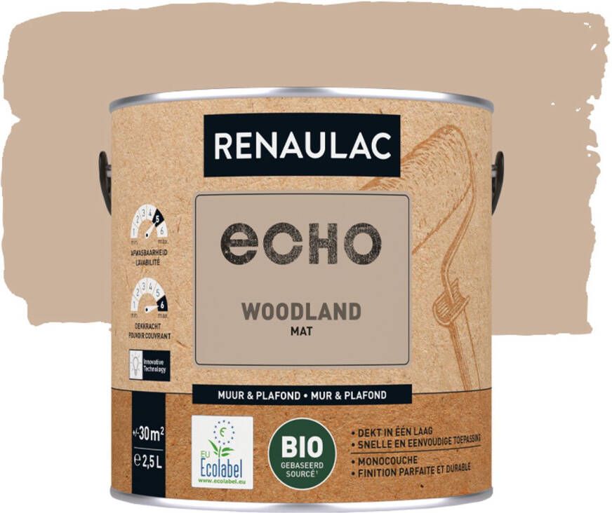 RENAULAC Muur- En Plafondverf Echo Bio Woodland Mat 2 5l