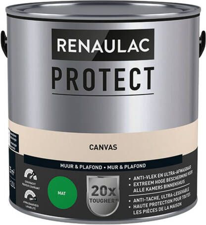 RENAULAC Muur- En Plafondverf Protect Ultra Dekkend Canvas Mat 2 5l