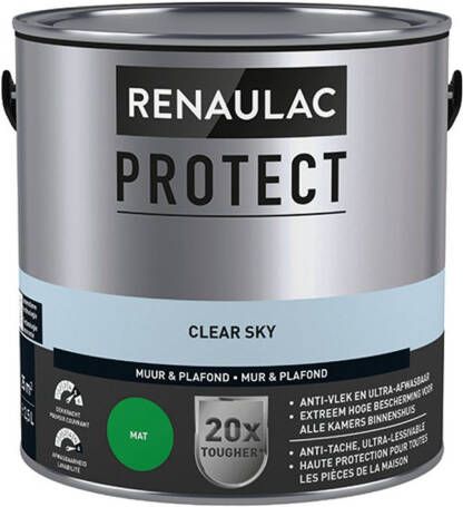 RENAULAC Muur- En Plafondverf Protect Ultra Dekkend Clear Sky Mat 2 5l