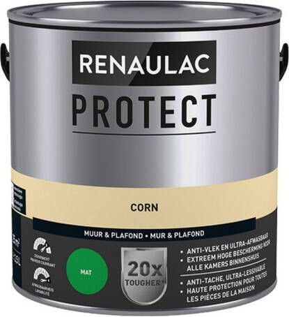 RENAULAC Muur- En Plafondverf Protect Ultra Dekkend Corn Mat 2 5l