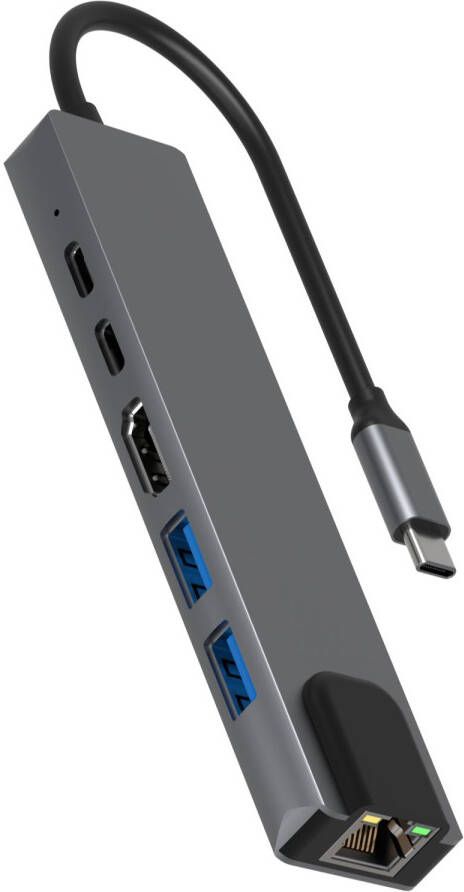 Rolio Usb C Hub Hdmi 4k Ethernet 2x Usb-c 2x Usb 3.0 Universeel