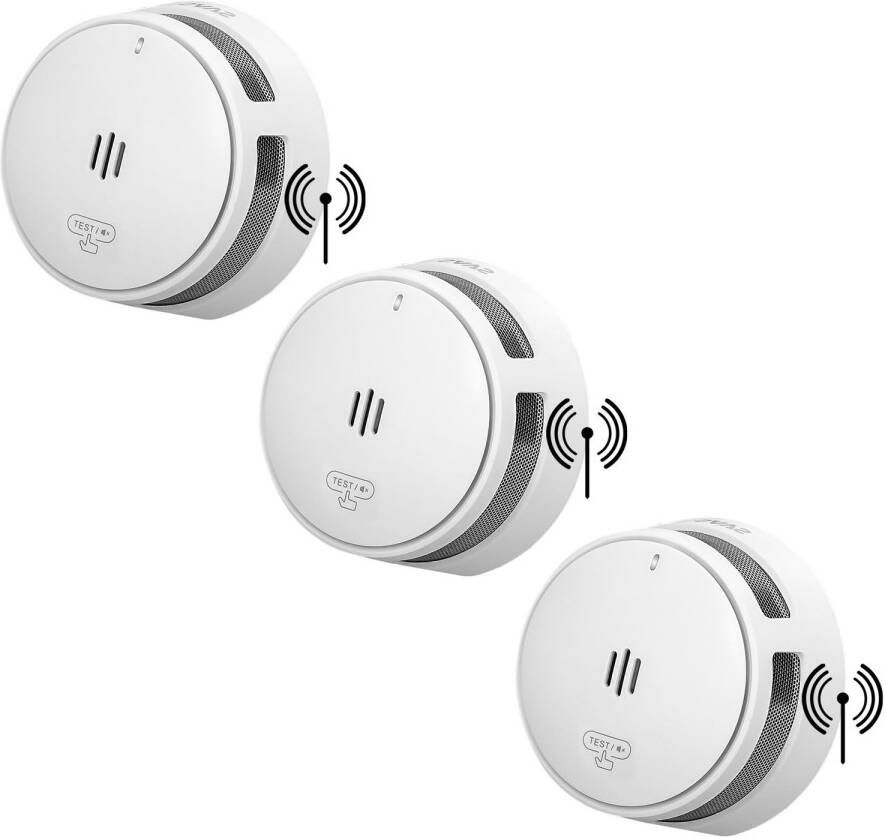 SAVS S10-W Slimme rookmelder met WiFi 3-pack 3 Rookmelders LinkSmart 10 jaar batterij Draadloos RF koppelbaar Infrarood sensor Brandalarm